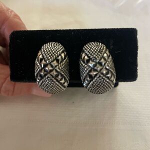 Silver earrings with X and small for detail